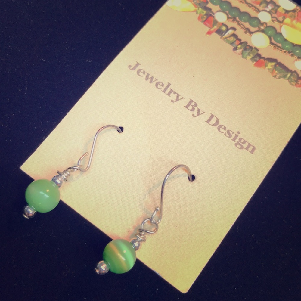 Green Beaded Earrings